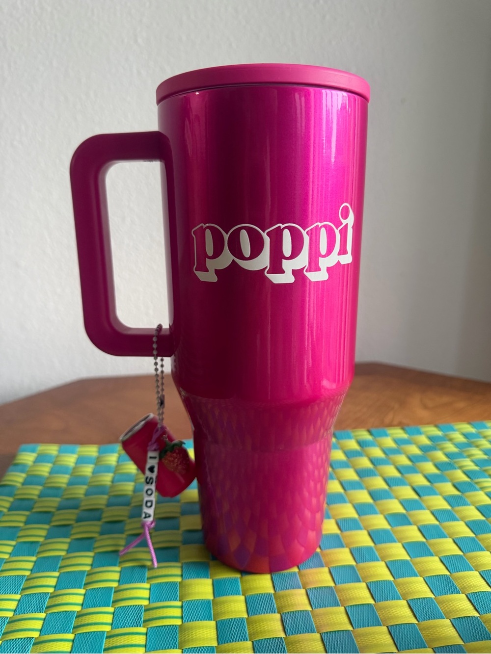 Poppi Hot Pink Travel Mug with Handle